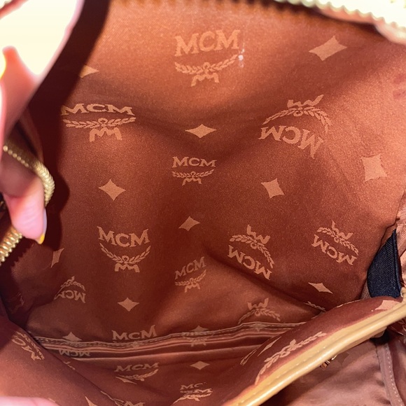 MCM Visetos Medium Sprinkle Stud Stark Backpack in Cognac - Picture 11 of 16